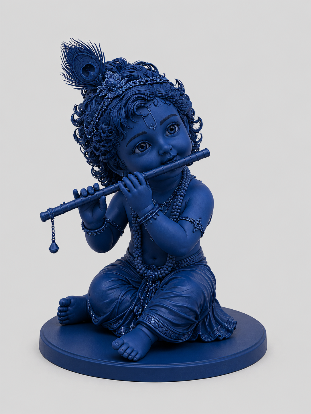 Cute Krishna Sitting Playing Flute 3D Model (5 Inch)